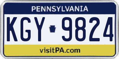 PA license plate KGY9824