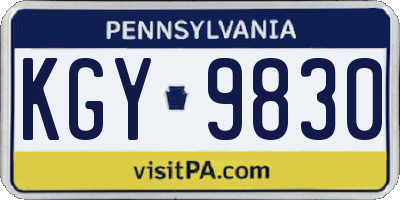 PA license plate KGY9830