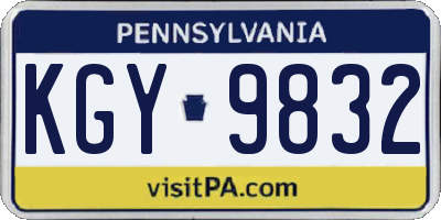 PA license plate KGY9832