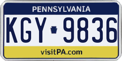 PA license plate KGY9836