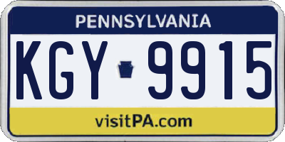 PA license plate KGY9915