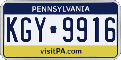 PA license plate KGY9916