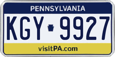 PA license plate KGY9927