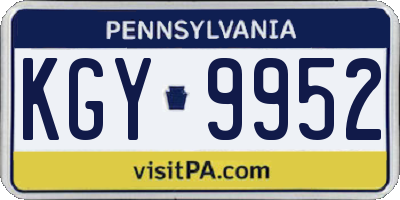 PA license plate KGY9952