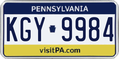 PA license plate KGY9984