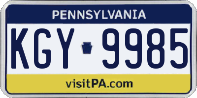 PA license plate KGY9985