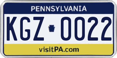 PA license plate KGZ0022