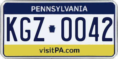 PA license plate KGZ0042
