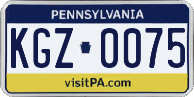 PA license plate KGZ0075