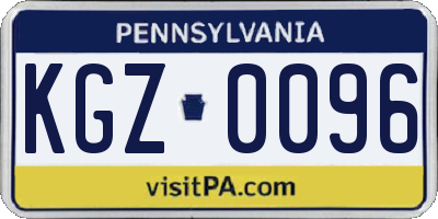 PA license plate KGZ0096