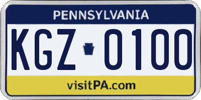 PA license plate KGZ0100