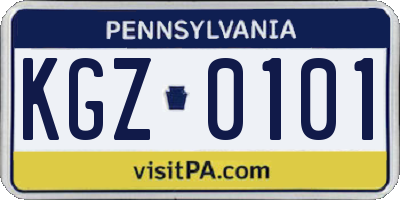 PA license plate KGZ0101