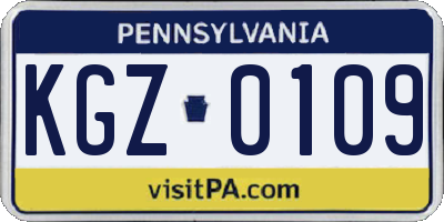 PA license plate KGZ0109
