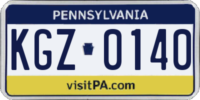 PA license plate KGZ0140