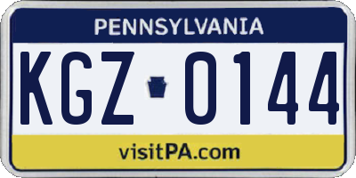 PA license plate KGZ0144