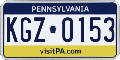 PA license plate KGZ0153