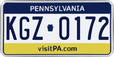 PA license plate KGZ0172