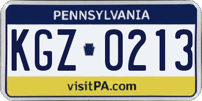 PA license plate KGZ0213