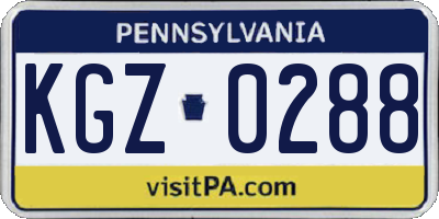 PA license plate KGZ0288