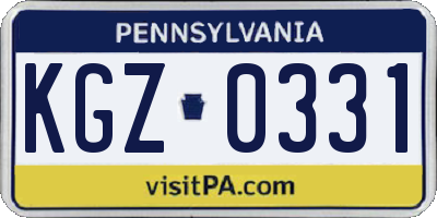 PA license plate KGZ0331