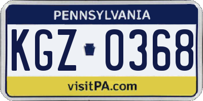 PA license plate KGZ0368