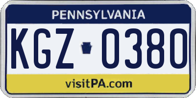 PA license plate KGZ0380
