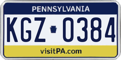 PA license plate KGZ0384