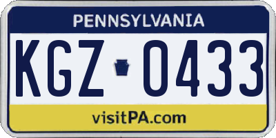 PA license plate KGZ0433