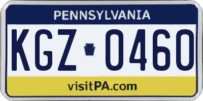 PA license plate KGZ0460