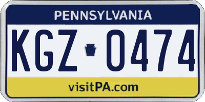 PA license plate KGZ0474