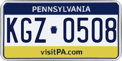 PA license plate KGZ0508