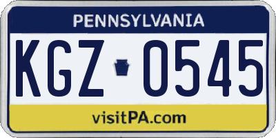PA license plate KGZ0545