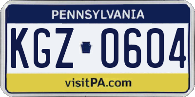 PA license plate KGZ0604