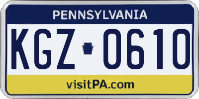PA license plate KGZ0610