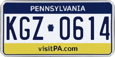 PA license plate KGZ0614
