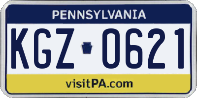 PA license plate KGZ0621