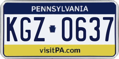 PA license plate KGZ0637