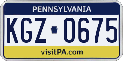 PA license plate KGZ0675