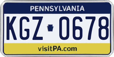 PA license plate KGZ0678