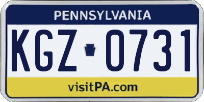 PA license plate KGZ0731