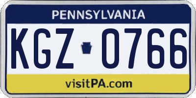 PA license plate KGZ0766