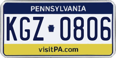 PA license plate KGZ0806