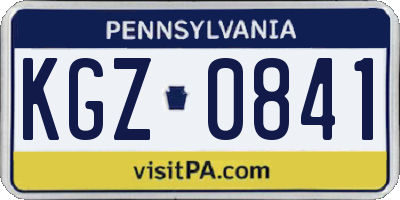 PA license plate KGZ0841
