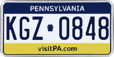 PA license plate KGZ0848