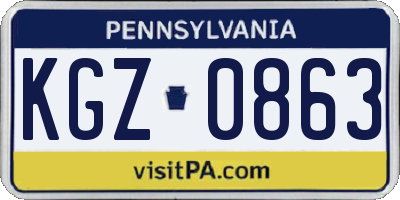 PA license plate KGZ0863