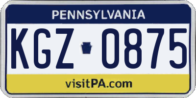 PA license plate KGZ0875