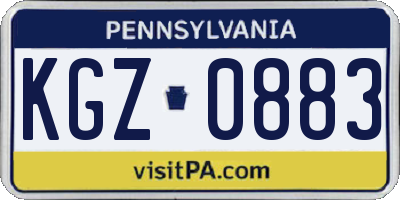 PA license plate KGZ0883