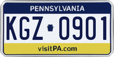 PA license plate KGZ0901