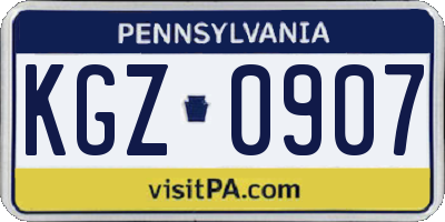 PA license plate KGZ0907