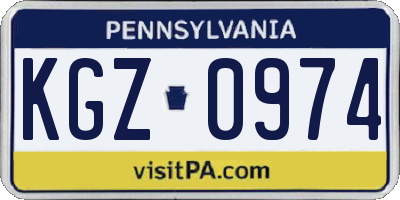 PA license plate KGZ0974
